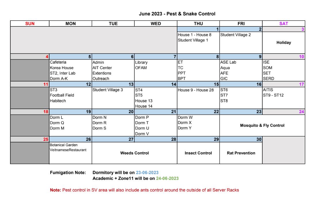 PESTCONTROLSCHEDULEJUNE2023 Office of Facilities and Assets